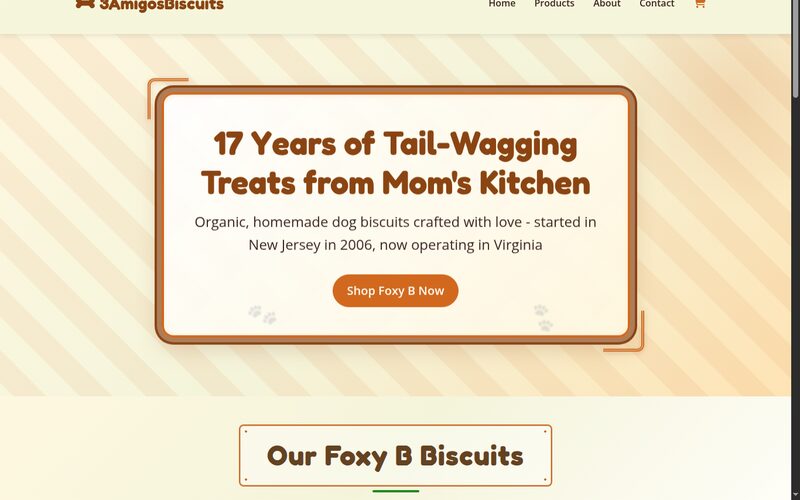 3 Amigos Biscuits — organic homemade dog treat brand website